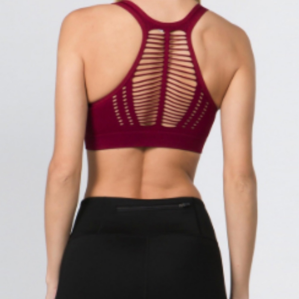 🌿NEW Macrame' Cut Out Back Bra Bralette ~Wine Red